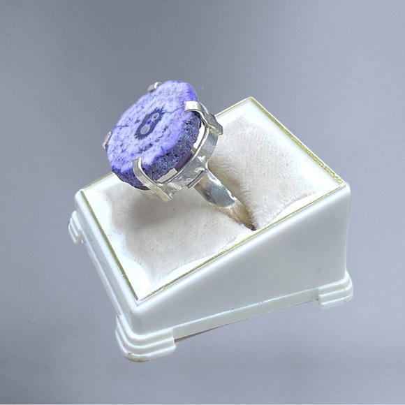 🌺Unique Artisan Sterling Geode Ring - Picture 12 of 12